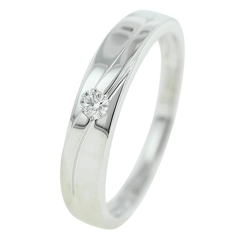 0.08 Ctw Diamond 14k White Gold Round Shape Womens Diamond Ring