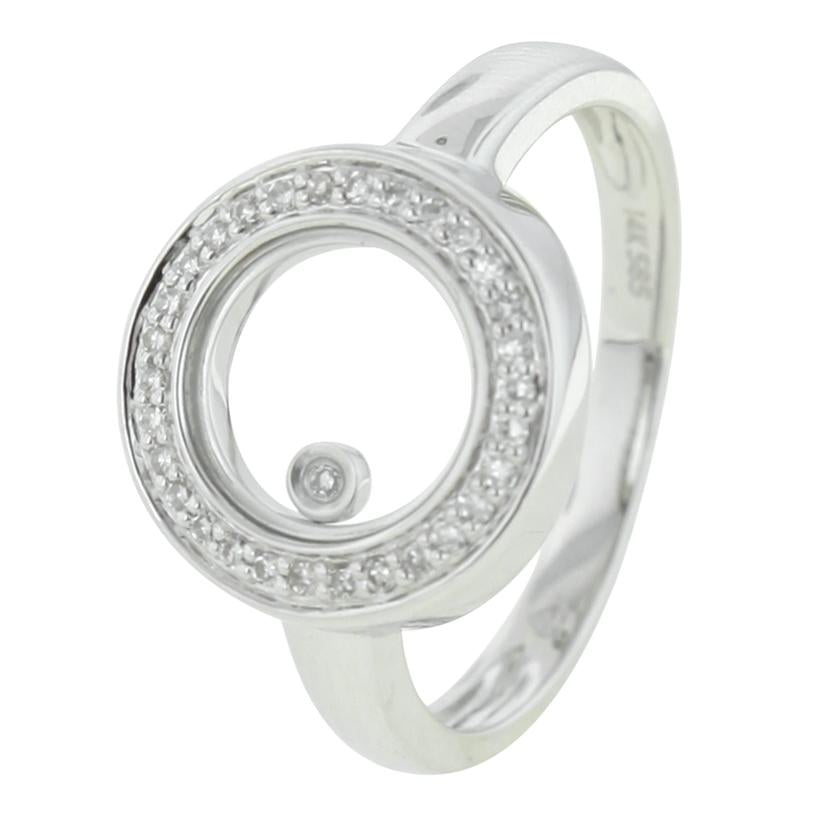 0.1 Ctw Diamond 14k White Gold Round Shape Womens Diamond Ring