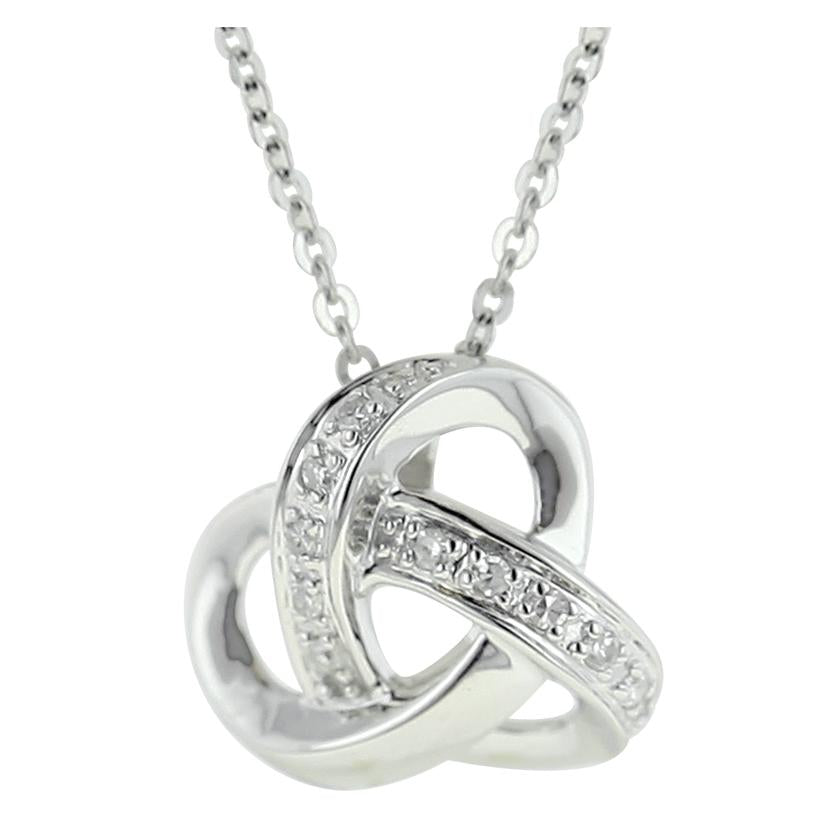 0.04 Ctw Diamond 14k White Gold Round Shape Womens Diamond Necklace Pendant With 16 Inch Chain