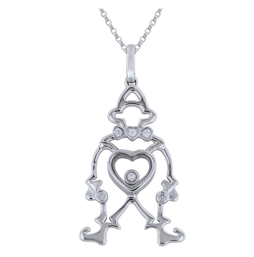 0.04 Ctw Diamond 14k White Gold Round Shape Womens Diamond Necklace Pendant With 16 Inch Chain