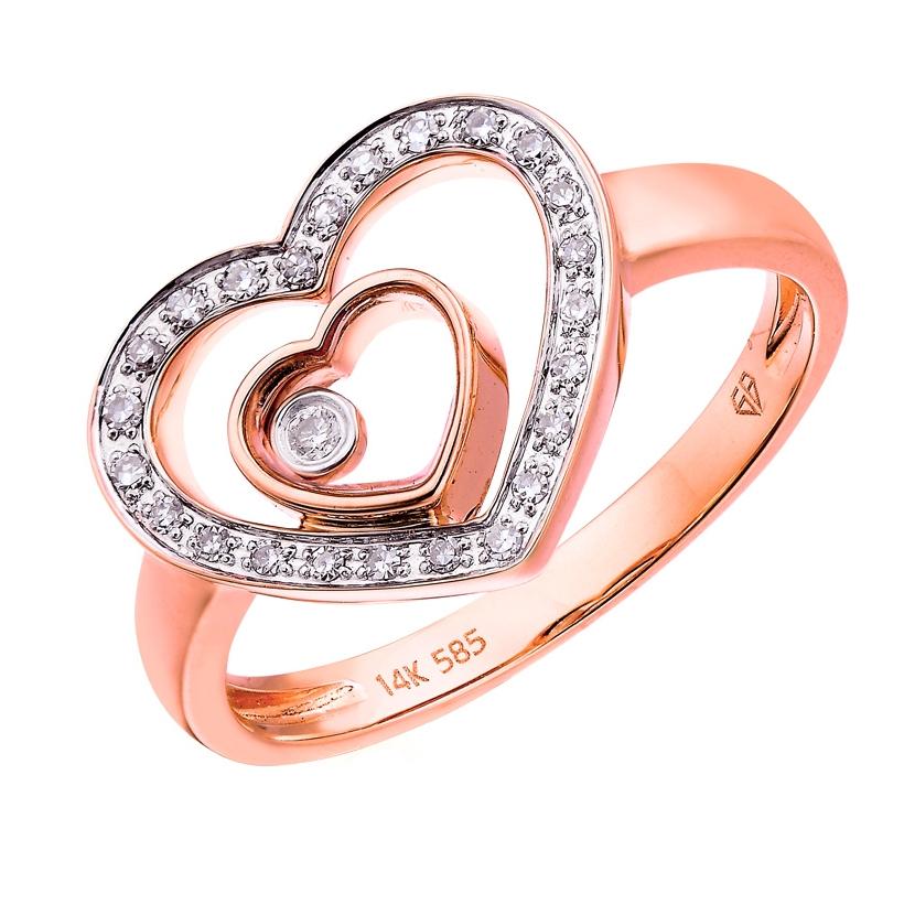 0.09 Ctw Diamond 14k Rose Gold Round Shape Womens Diamond Ring