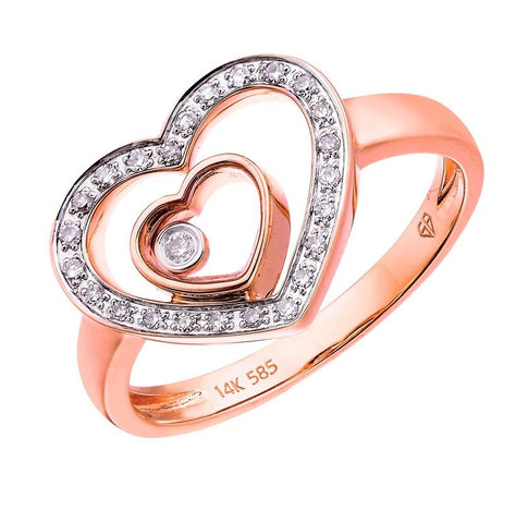 0.09 Ctw Diamond 14k Rose Gold Round Shape Womens Diamond Ring