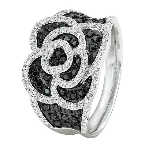 0.59 Ctw Diamond 14k White Gold Round Shape Womens Diamond Ring