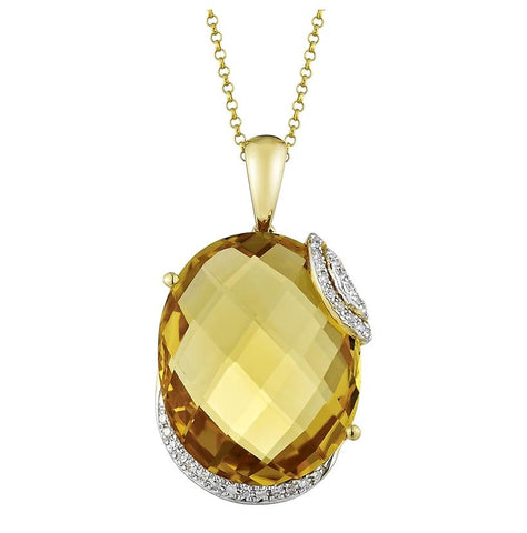 14k Yellow Gold Womens Gemstone Necklace Pendant With 16 Inch Chain