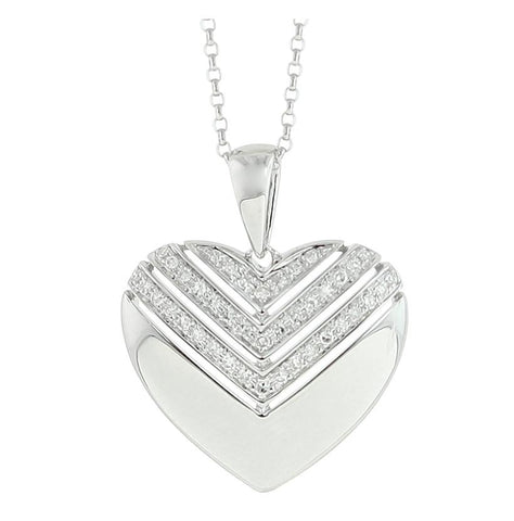 0.12 Ctw Diamond 14k White Gold Round Shape Womens Diamond Necklace Pendant With 16 Inch Chain