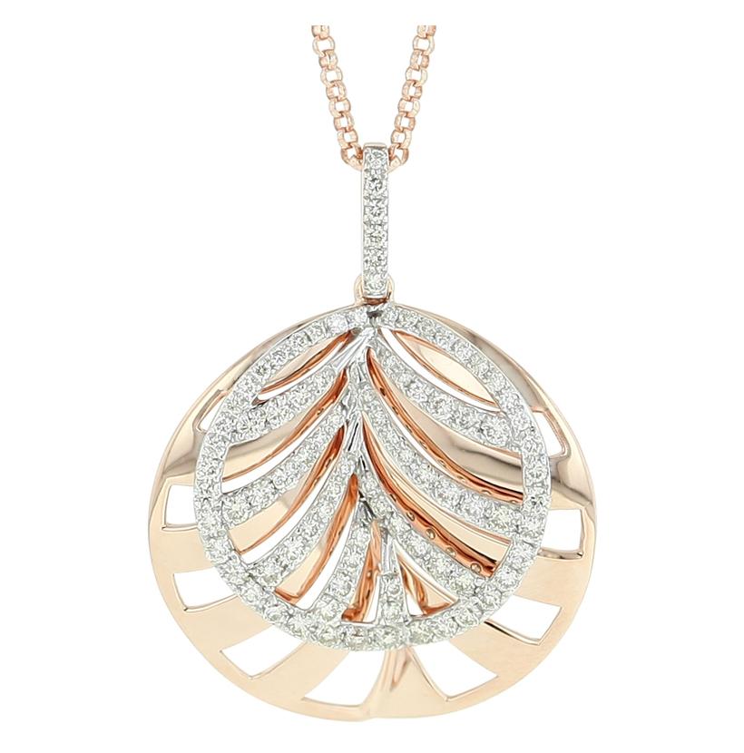 0.5 Ctw Diamond 14k Rose Gold Round Shape Womens Diamond Necklace Pendant With 16 Inch Chain