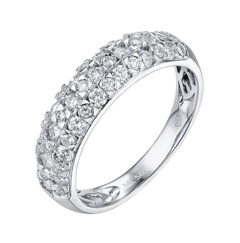 0.85 Ctw Diamond 14k White Gold Round Shape Womens Diamond Ring