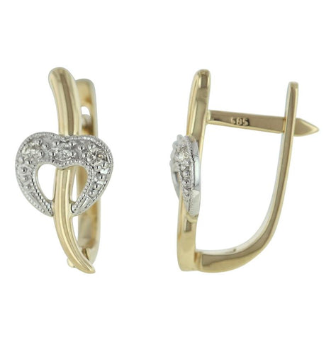 0.1 Ctw Diamond 14k Two Tone Gold Round Shape Womens Diamond Earrings