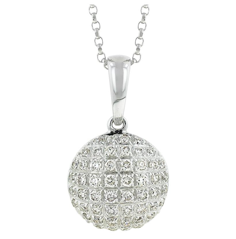 0.22 Ctw Diamond 14k White Gold Round Shape Womens Diamond Necklace Pendant With 16 Inch Chain