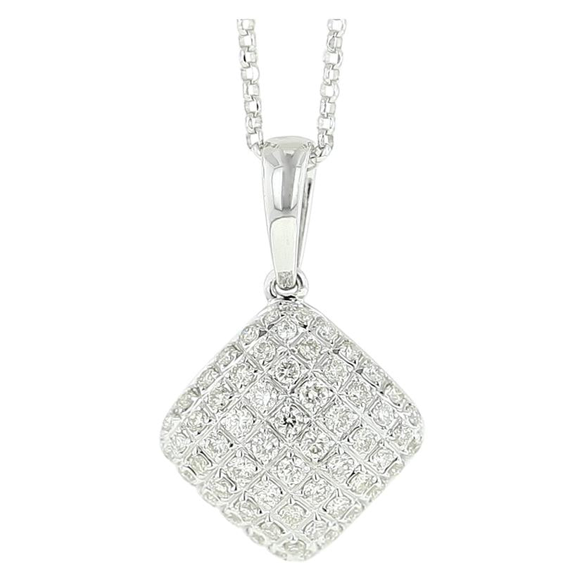 0.27 Ctw Diamond 14k White Gold Round Shape Womens Diamond Necklace Pendant With 16 Inch Chain