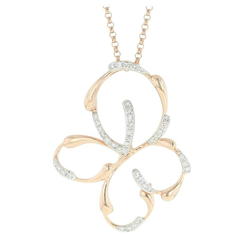 0.12 Ctw Diamond 14k Rose Gold Round Shape Womens Diamond Necklace Pendant With 16 Inch Chain