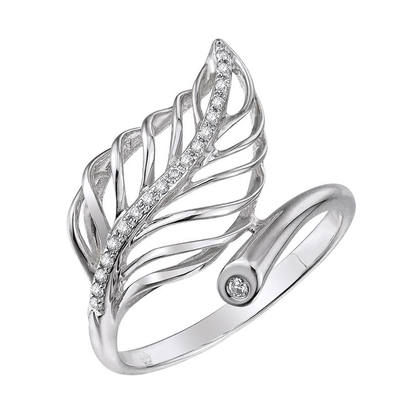 0.08 Ctw Diamond 14k White Gold Round Shape Womens Diamond Ring