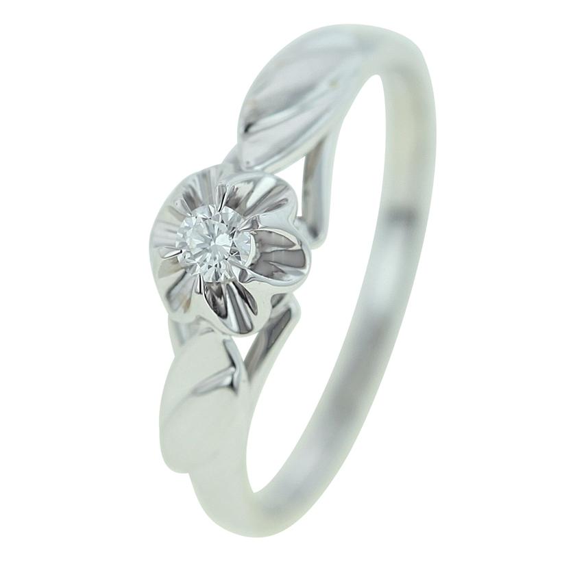 0.08 Ctw Diamond 14k White Gold Round Shape Womens Diamond Ring