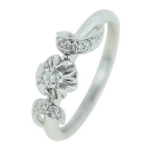 0.16 Ctw Diamond 14k White Gold Round Shape Womens Diamond Ring