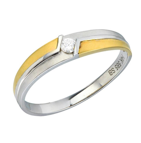 0.05 Ctw Diamond 18k Two Tone Gold Round Shape Diamond Womens Ring