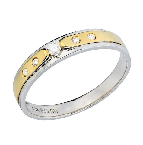 0.07 Ctw Diamond 18k Two Tone Gold Round Shape Diamond Womens Ring