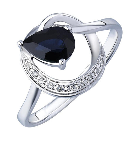 0.03 Ctw Diamond 14k White Gold Sapphire Round Shape Womens Gemstone Ring