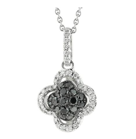 0.56 Ctw Diamond 14k White Gold Round Shape Womens Diamond Necklace Pendant With 16 Inch Chain