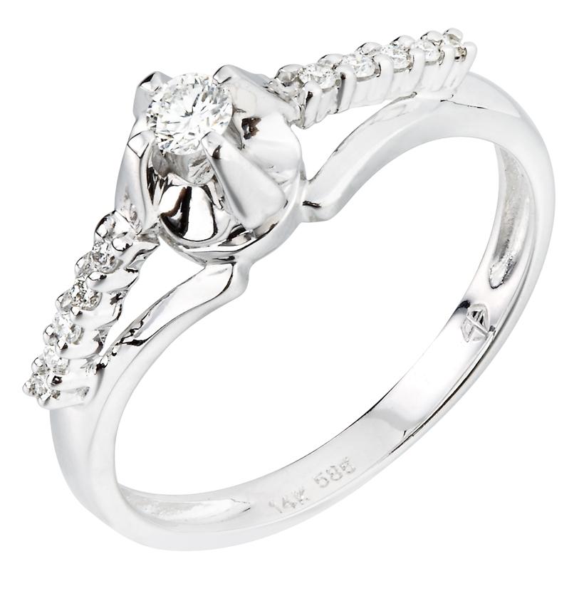 0.16 Ctw Diamond 14k White Gold Round Shape Womens Diamond Ring