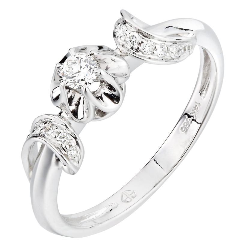 0.16 Ctw Diamond 14k White Gold Round Shape Womens Diamond Ring