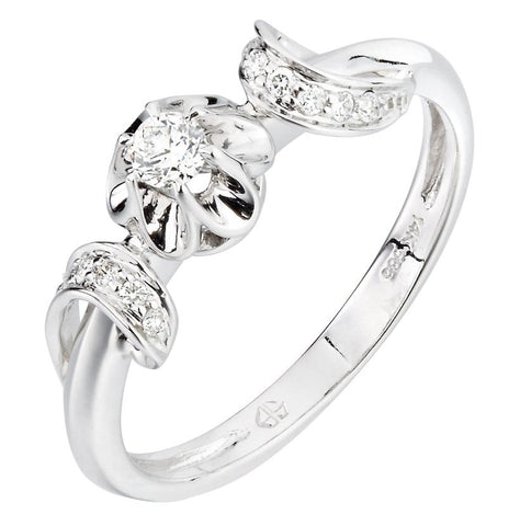 0.16 Ctw Diamond 14k White Gold Round Shape Womens Diamond Ring