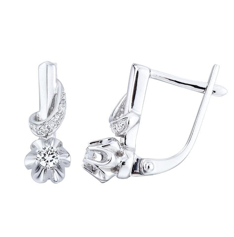 0.19 Ctw Diamond 14k White Gold Round Shape Womens Diamond Earrings