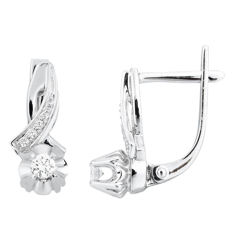 0.18 Ctw Diamond 14k White Gold Round Shape Womens Diamond Earrings