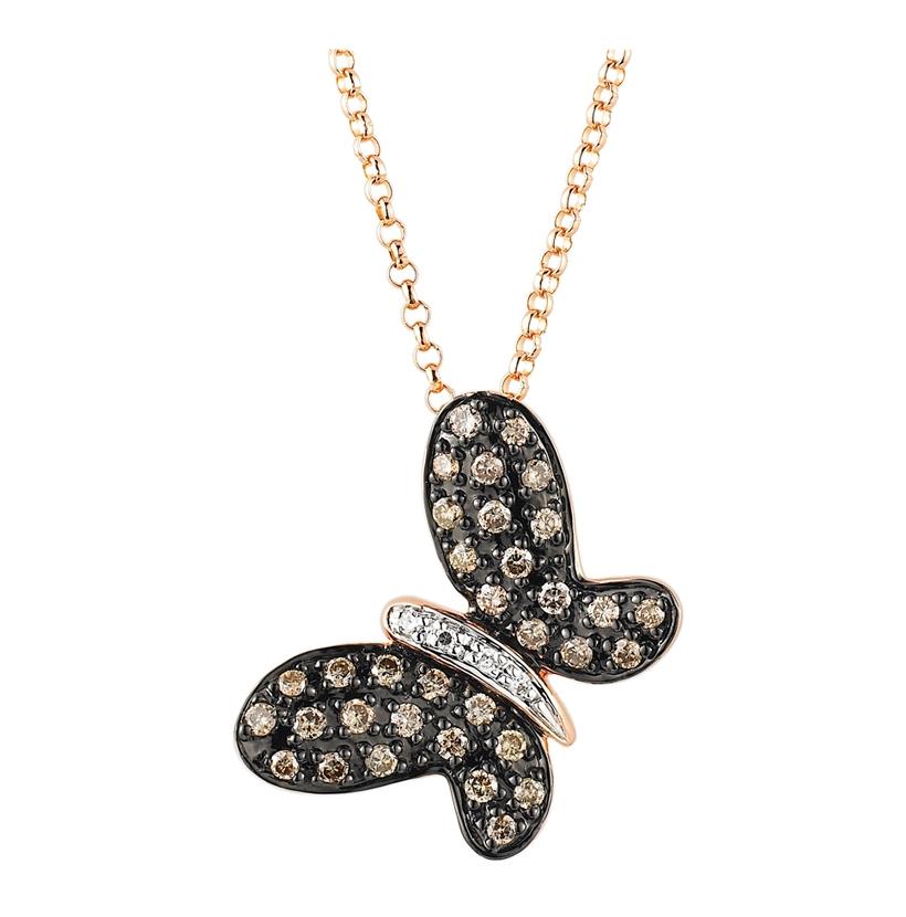 0.23 Ctw Diamond 14k Rose Gold Womens Diamond Necklace Pendant With 16 Inch Chain