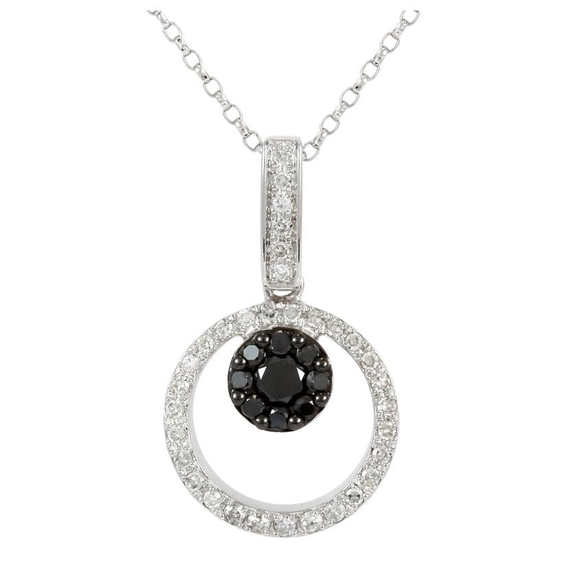 0.27 Ctw Diamond 14k White Gold Round Shape Womens Diamond Necklace Pendant With 16 Inch Chain