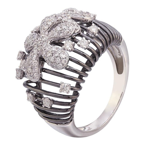 0.73 Ctw Diamond 14k White Gold Round Shape Womens Diamond Ring