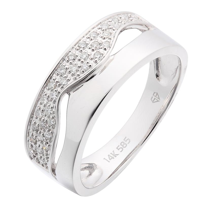0.12 Ctw Diamond 14k White Gold Round Shape Womens Diamond Ring