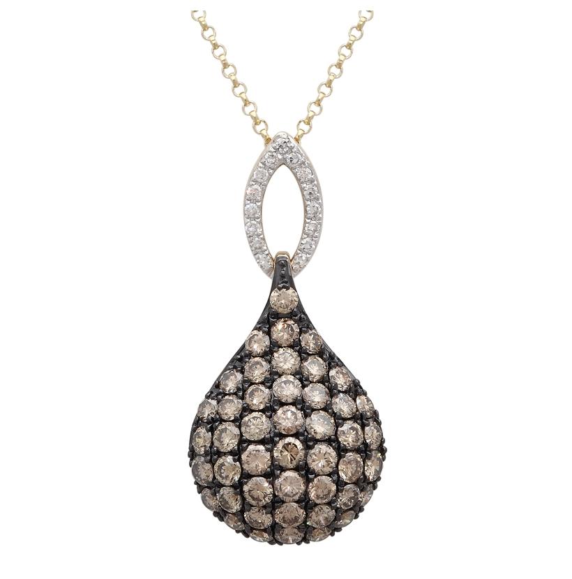 1.16 Ctw Diamond 14k Yellow Gold Round Shape Womens Diamond Necklace Pendant With 16 Inch Chain