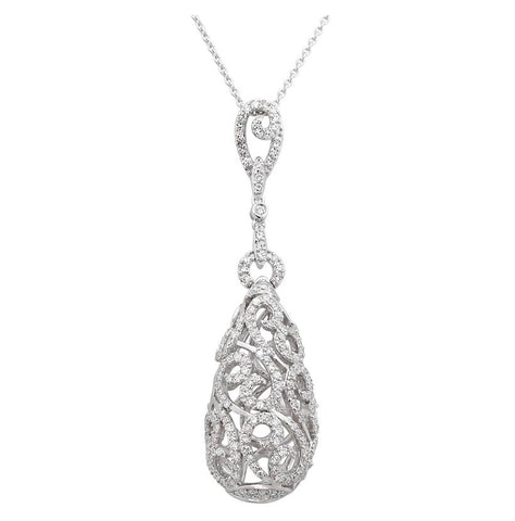 1 Ctw Diamond 14k White Gold Round Shape Womens Diamond Necklace Pendant With 16 Inch Chain