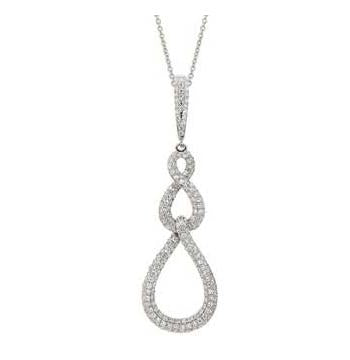 0.7 Ctw Diamond 14k White Gold Round Shape Womens Diamond Necklace Pendant With 16 Inch Chain