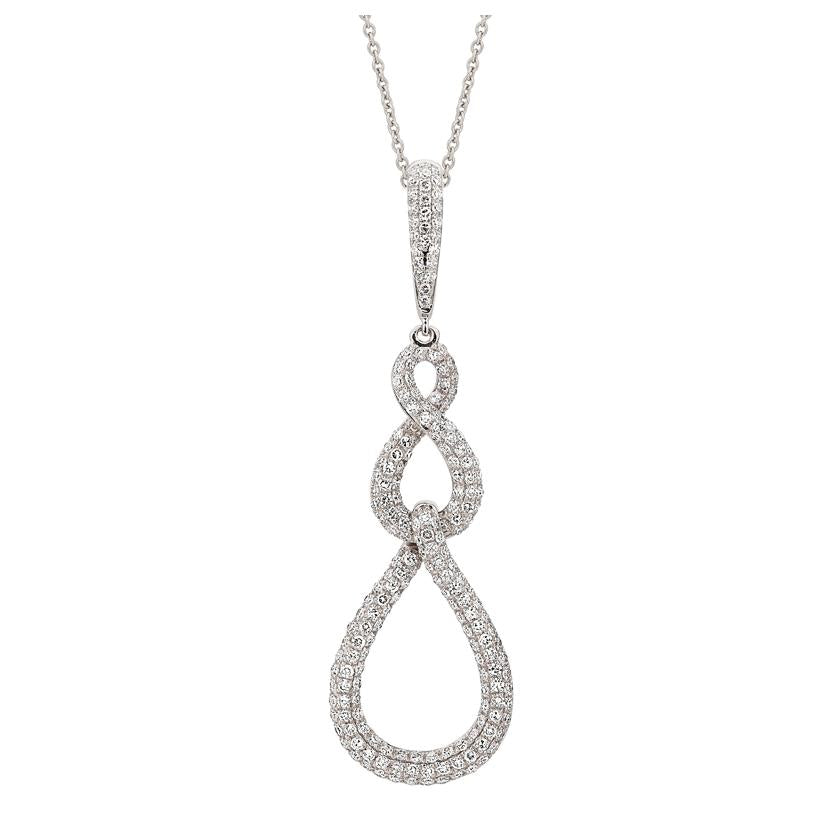 0.67 Ctw Diamond 14k White Gold Round Shape Womens Diamond Necklace Pendant With 16 Inch Chain