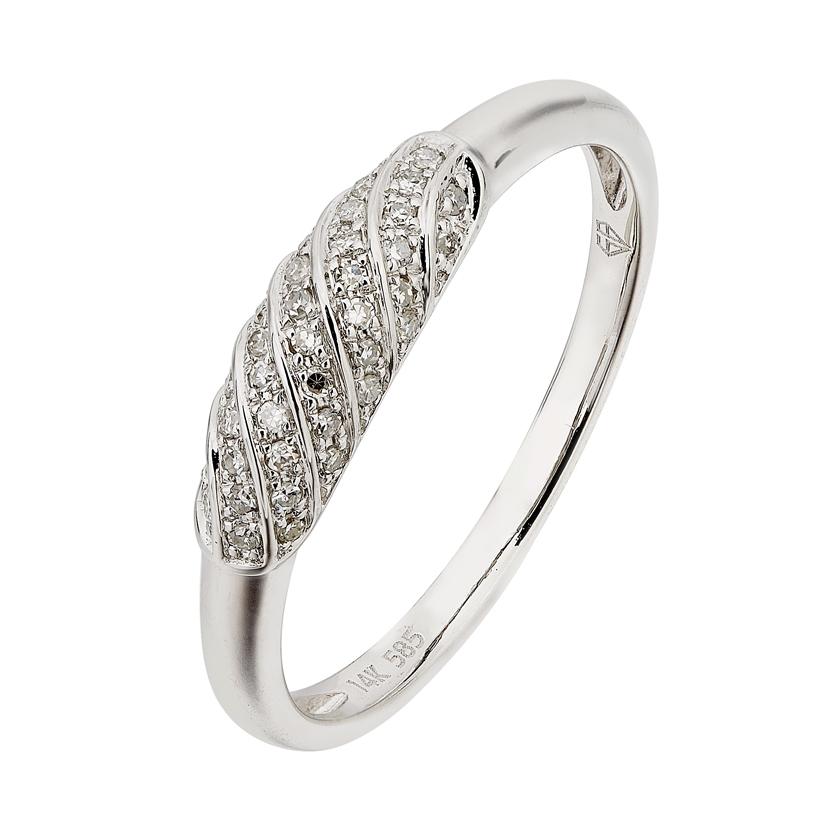 0.11 Ctw Diamond 14k White Gold Round Shape Womens Diamond Ring