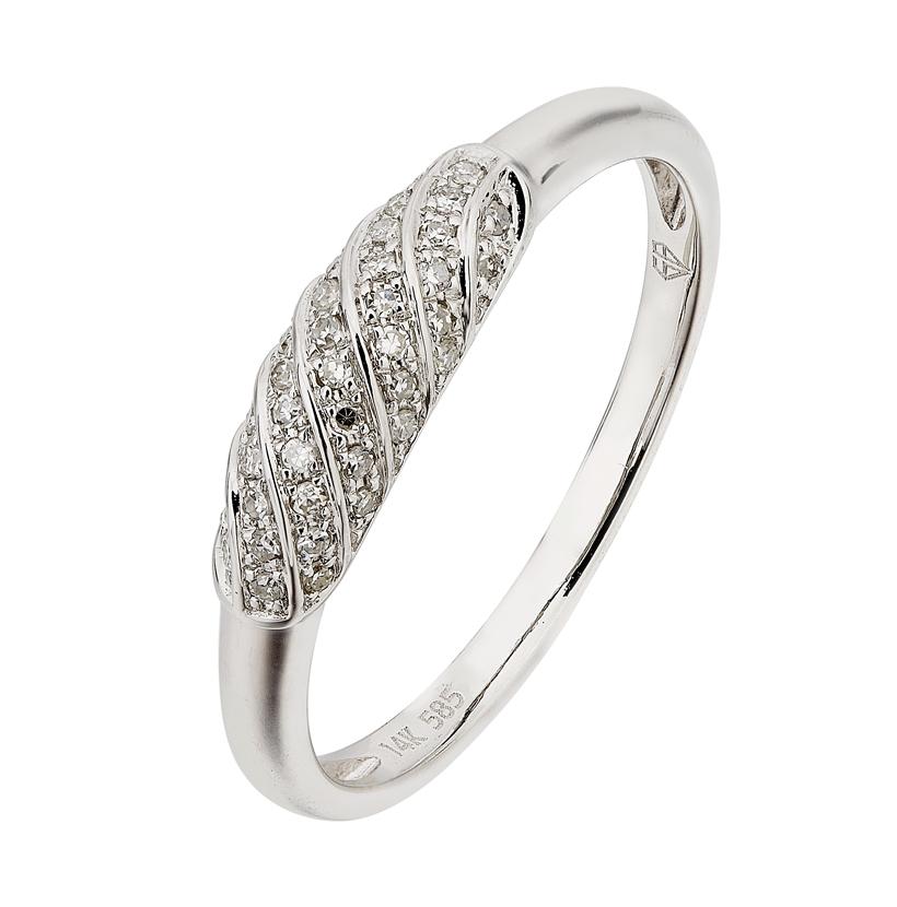 0.11 Ctw Diamond 14k White Gold Round Shape Womens Diamond Ring