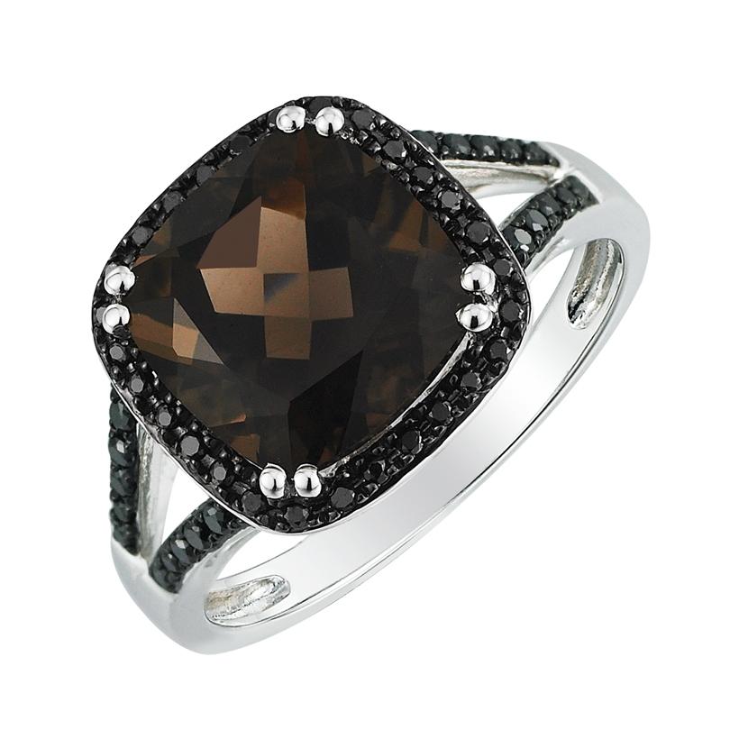 0.22 Ctw Diamond 14k White Gold Topaz Round Shape Womens Gemstone Ring