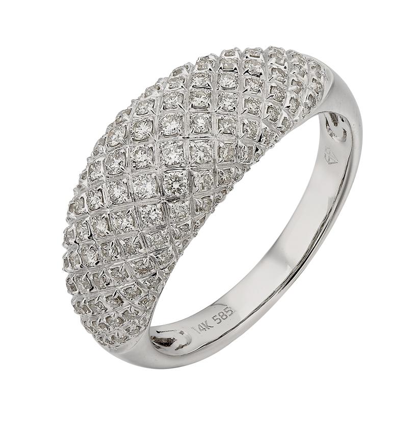 0.56 Ctw Diamond 14k White Gold Round Shape Womens Diamond Ring