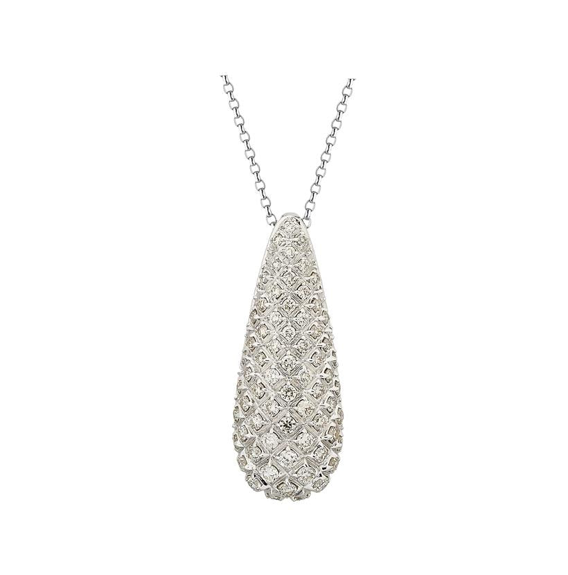 0.4 Ctw Diamond 14k White Gold Round Shape Womens Diamond Necklace Pendant With 16 Inch Chain