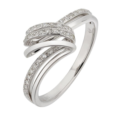 0.16 Ctw Diamond 14k White Gold Round Shape Womens Diamond Ring