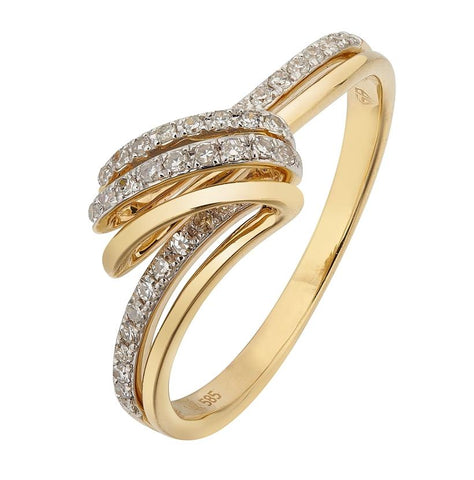 0.16 Ctw Diamond 14k Yellow Gold Round Shape Womens Diamond Ring