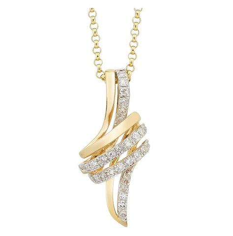 0.13 Ctw Diamond 14k Yellow Gold Round Shape Womens Diamond Necklace Pendant With 16 Inch Chain