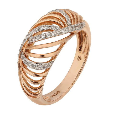 0.16 Ctw Diamond 14k Rose Gold Round Shape Womens Diamond Ring