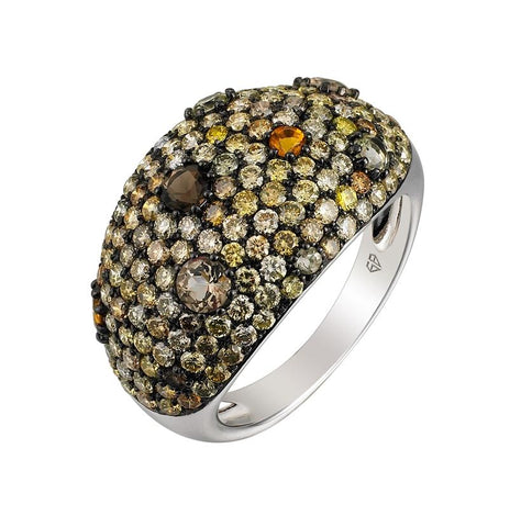 2.04 Ctw Diamond 14k White Gold Multi-color Round Shape Womens Diamond Ring