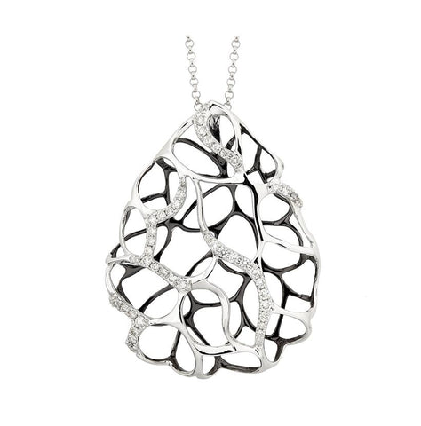 0.42 Ctw Diamond 14k White Gold Round Shape Womens Diamond Necklace Pendant With 16 Inch Chain