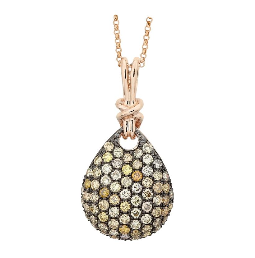 1.78 Ctw Diamond 14k Rose Gold Round Shape Womens Gemstone Pendant With 16 Inch Chain