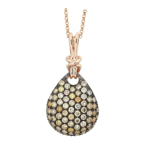 1.78 Ctw Diamond 14k Rose Gold Round Shape Womens Gemstone Pendant With 16 Inch Chain