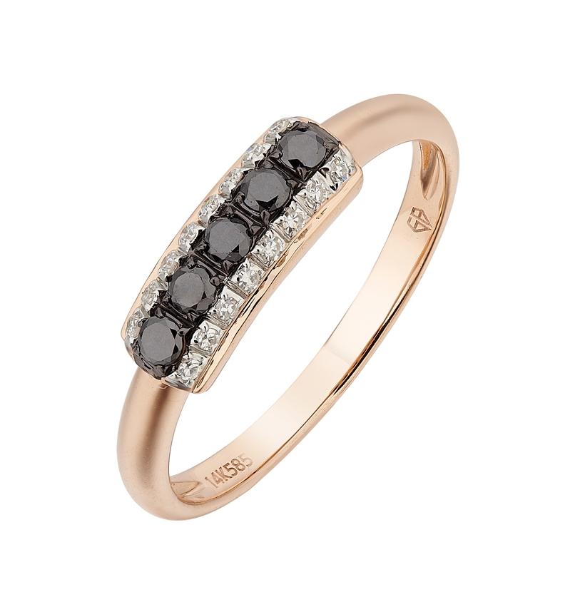 0.19 Ctw Diamond 14k Rose Gold Round Shape Womens Diamond Ring