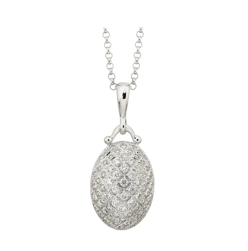 0.41 Ctw Diamond 14k White Gold Round Shape Womens Diamond Necklace Pendant With 16 Inch Chain